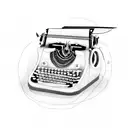 A typewriter with abstract drawings coming out of the paper tattoo design idea