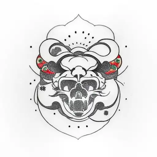 Bear Skulls Clouds Crosses tattoo design idea