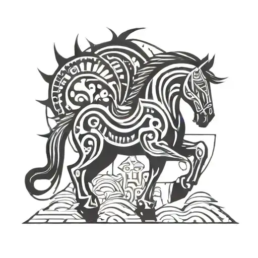sinister trojan horse tattoo design idea