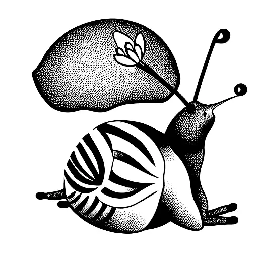 giant African land snail with flowers and butterflies  tattoo design idea