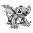 stitch muscle pose tattoo design idea