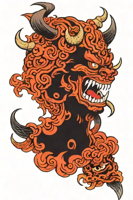 clouds demon oni tattoo design idea