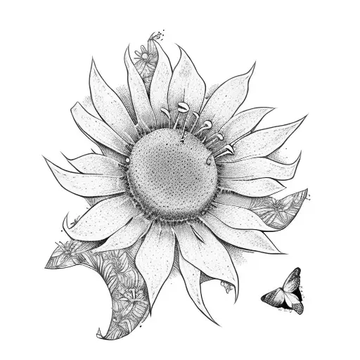 Aster and morning glory flower tattoo design idea