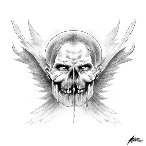 angel vs demon in a head  tattoo design idea