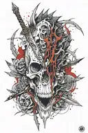 dragon skull shin tattoo with sword embedded tattoo design idea