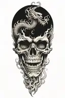 skull dragon breathing fire tattoo design idea