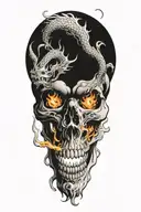 skull dragon breathing fire tattoo design idea