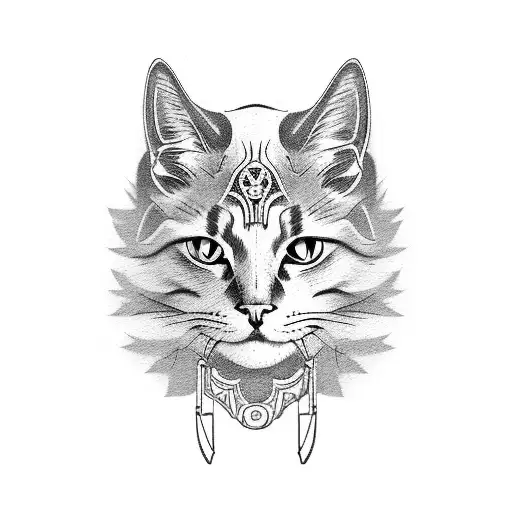 cowboy cat tattoo design idea