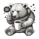 A polar bear enjoying a cup of coffee while listening to music on headphones tattoo design idea
