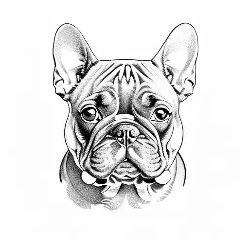 french bulldog black with white breast tattoo design idea