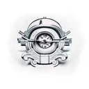 guns,clocks, ski mask, roman numbers, sleeve tatto tattoo design idea