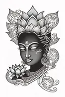 lakshmi ji lotus and delightful sketch illustration tattoo design idea
