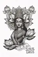 lakshmi ji lotus and delightful sketch illustration tattoo design idea