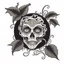 text "el grotto" drama faces tattoo design idea