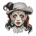 text "el grotto" drama faces tattoo design idea