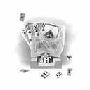 A stack of cash with playing cards and dice intertwined, symbolizing the thrill of gambling and making money tattoo design idea