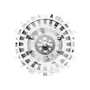 An abstract design of a roulette wheel surrounded by dollar signs and music symbols, capturing the excitement of gambling and making money tattoo design idea