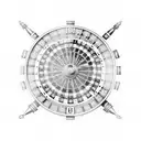 An abstract design of a roulette wheel surrounded by dollar signs and music symbols, capturing the excitement of gambling and making money tattoo design idea