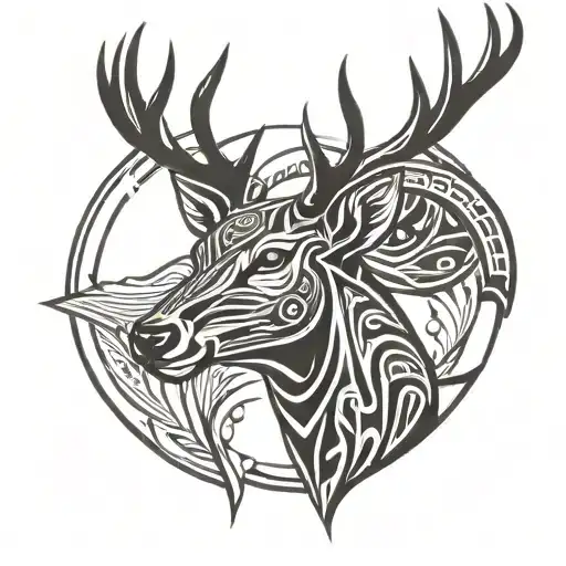 Deer head front view tattoo design idea
