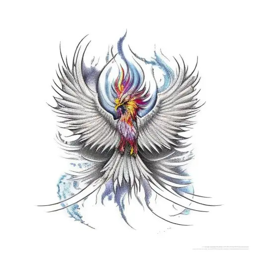 Colorful phoenix tattoo design idea