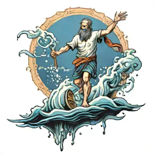 Peter walking on water from the Bible.  tattoo design idea