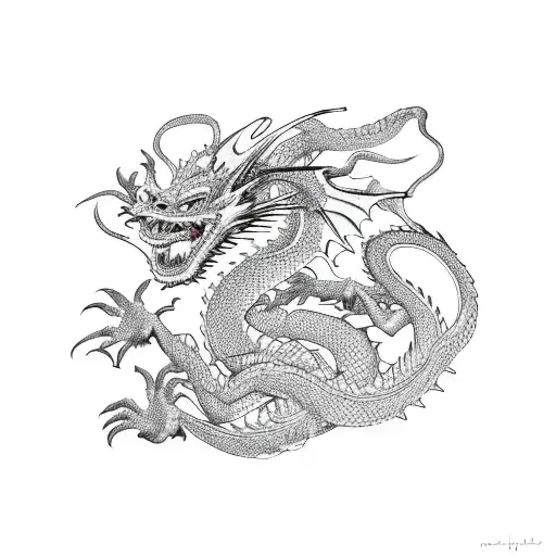 dragon wrapped around plum tree tattoo design idea