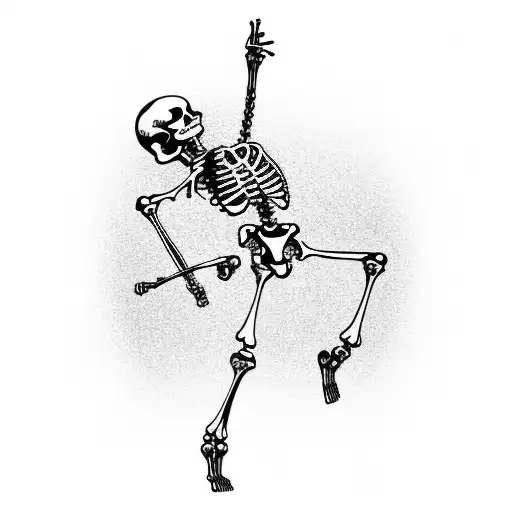 skeleton dancing in front of a sound system  tattoo design idea