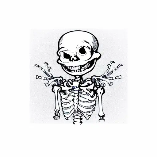dancing skeleton in front of a sound system  tattoo design idea