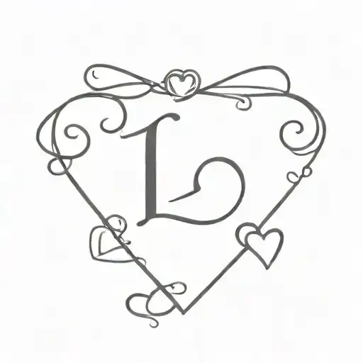 initials L E L with three small hearts next to each initial tattoo design idea