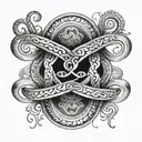 infinity tattoo with names Grecia, Maximiliano and Sebastian written on it.   tattoo design idea