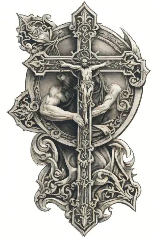 angle holding a orthodox cross   tattoo design idea