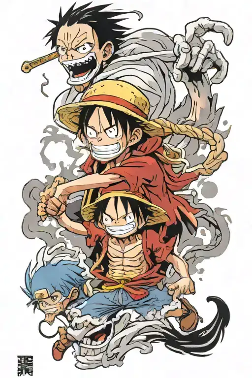 Luffy Shanks Rogers tattoo design idea