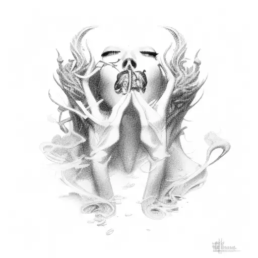 in this smoking chaos, our shoulder blades kissed tattoo design idea