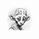 Dobby from Harry Potter with Gryffindor's sword in the hands tattoo design idea