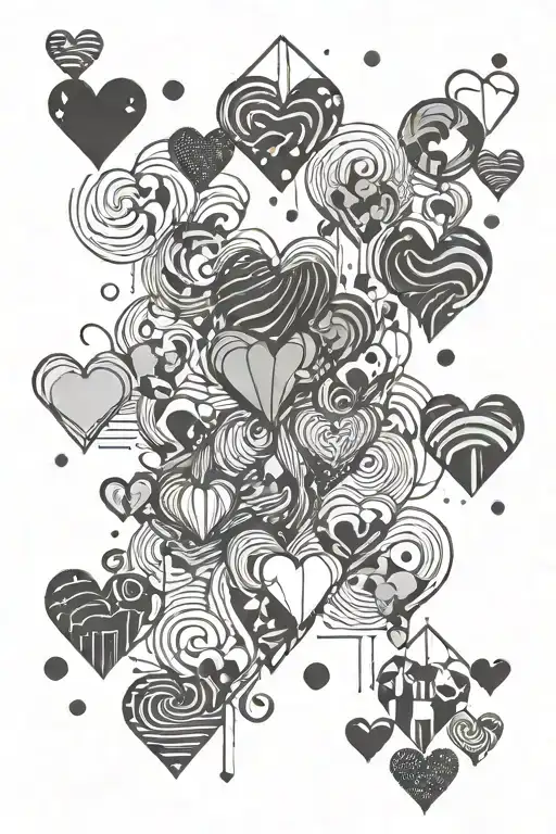 hearts raining from clouds inside tattoo design idea
