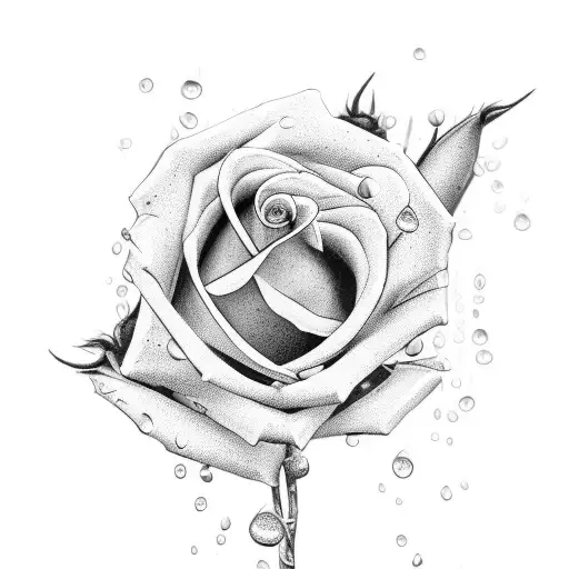 A wilted rose with droplets of blood falling from its petals tattoo design idea