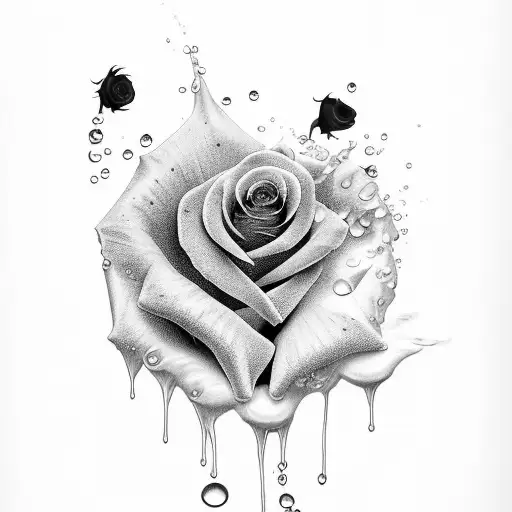 A wilted rose with droplets of blood falling from its petals tattoo design idea