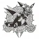 pikachu, beyblade, power rangers tattoo design idea