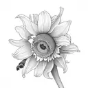 daffodils, sunflowers, bee, lily, daisy tattoo design idea