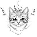 cat with candles halloween tattoo design idea