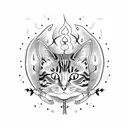 cat with candles halloween tattoo design idea