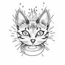 cat with candles halloween tattoo design idea