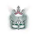 create a wrist tattoo with the inscription  "shackled by faith" in greek with a crown of thorns dripping blood tattoo design idea