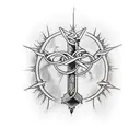create a wrist tattoo with the inscription  "shackled by faith" in greek with a crown of thorns dripping blood tattoo design idea