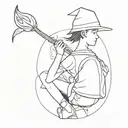 Boy witch a beanie and bag tattoo design idea