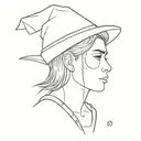 Boy witch a beanie and bag tattoo design idea