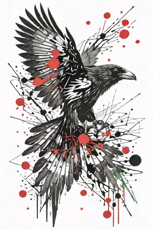 crow flying tattoo design idea