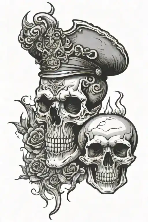 skull candle burning demon pinup tattoo design idea