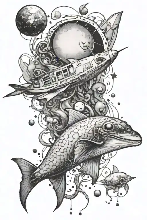 texas ocean and space themed tattoo tattoo design idea