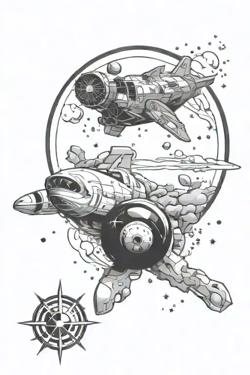 texas ocean and space themed tattoo tattoo design idea